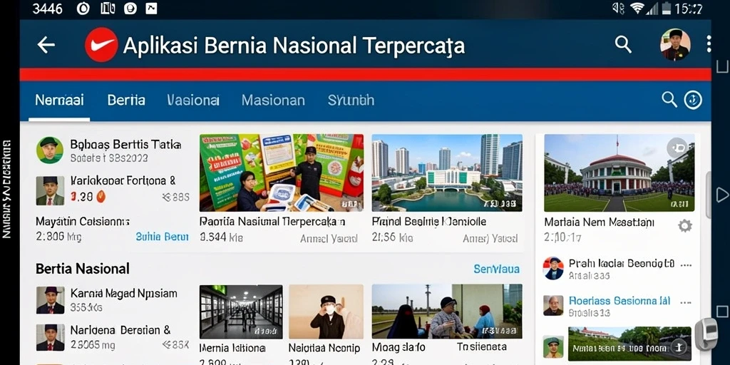 Antarmuka aplikasi 3446 menampilkan berita nasional terkini.