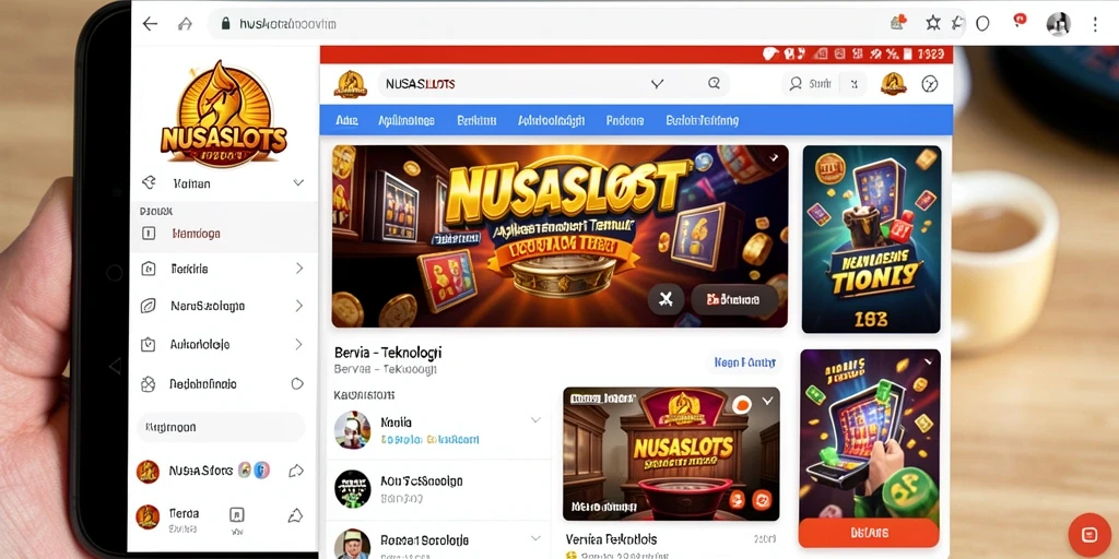 Screenshot tampilan utama aplikasi NUSASLOTS yang menunjukkan berita terbaru.