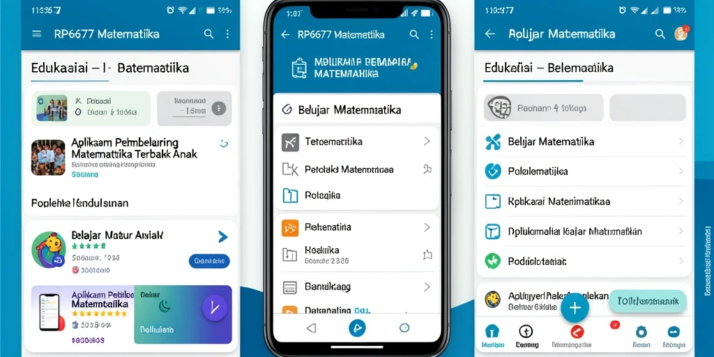 Antarmuka interaktif dan menarik dari aplikasi RP6677 untuk belajar matematika.