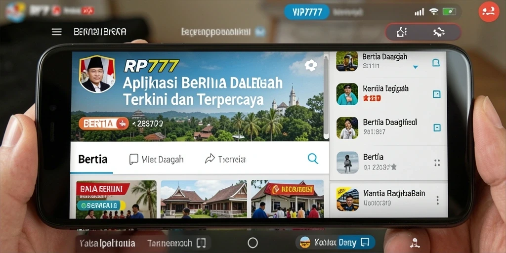 Tampilan antarmuka aplikasi RP777 untuk berita daerah yang menarik.