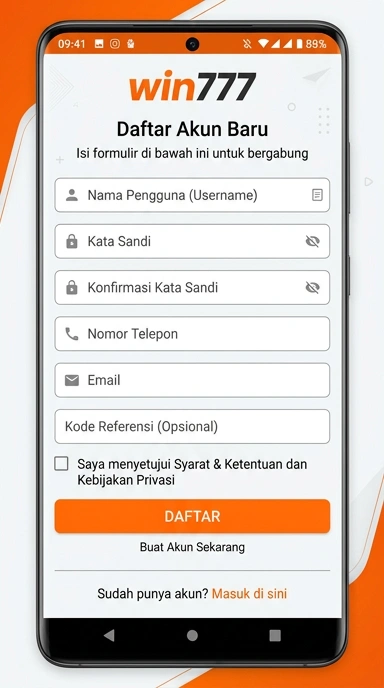Panduan Registrasi Akun Baru win777 untuk Android